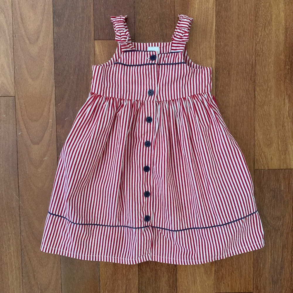 Girls Cotton Red White Blue Stripe Sundress 4T